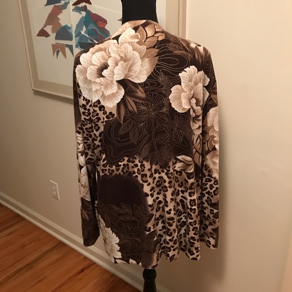 Chico’s Animal Print With Gold Metallic Threads Collarless Blazer/Jacket/Tank - Picture 3 of 8